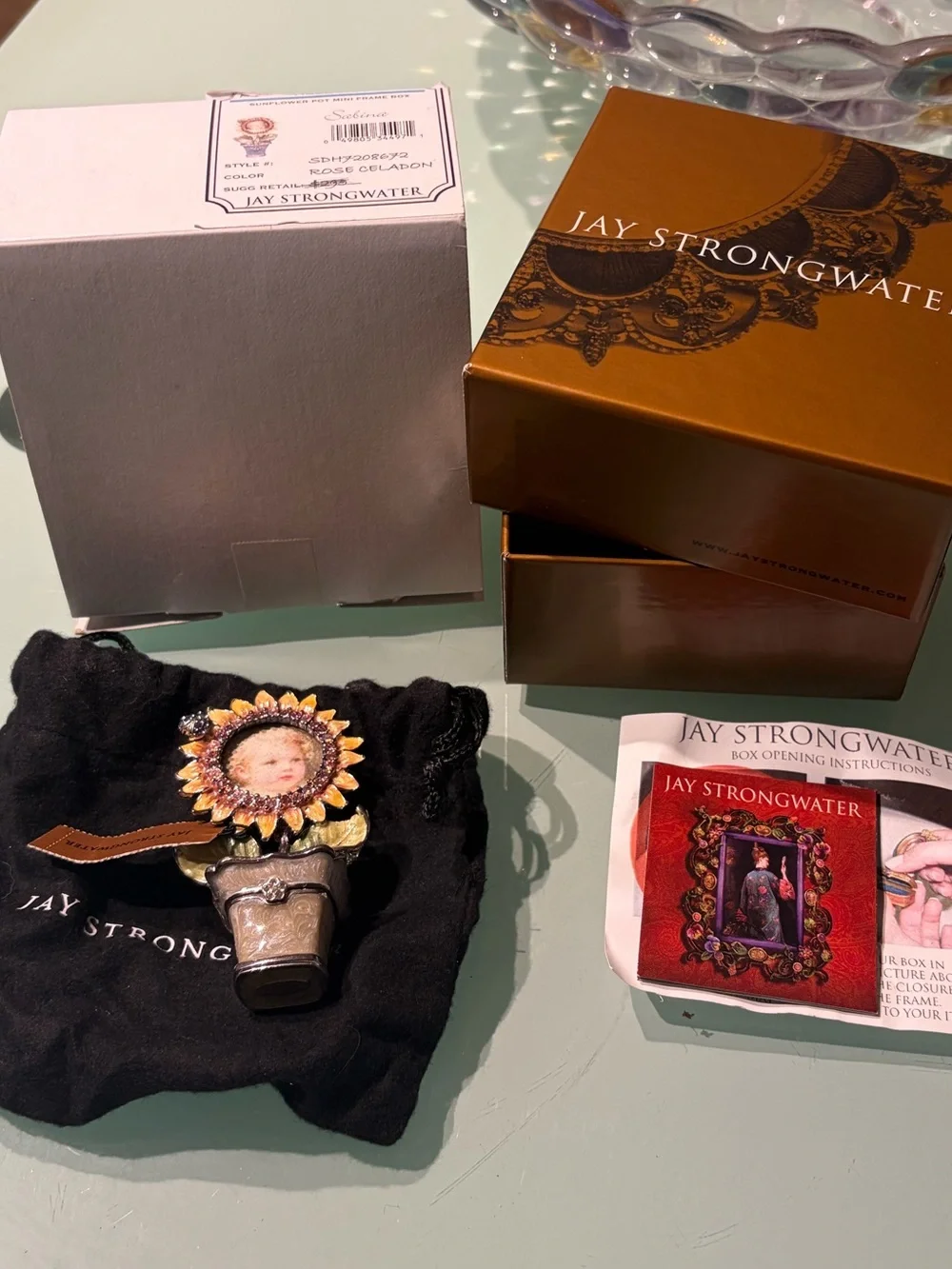 JAY STRONGWATER Vintage Allegra sunflower pot mini frame box NWT